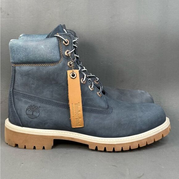 Men's Timberlands 6" leather Classic Boot shoes blue size 9 - Picture 1 of 8